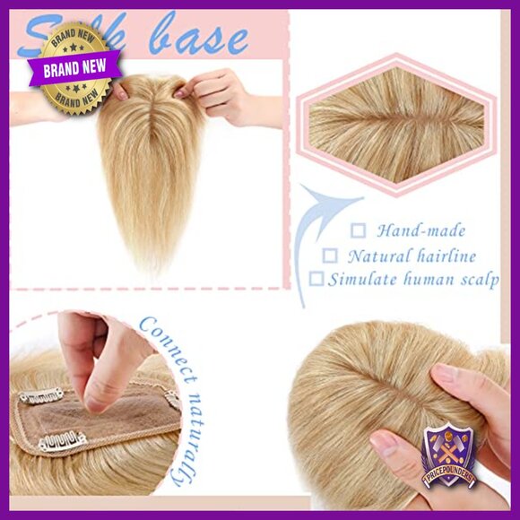 Silk Base Human Hair Topper Middle Part 10 Inch Glueless Hairpiece